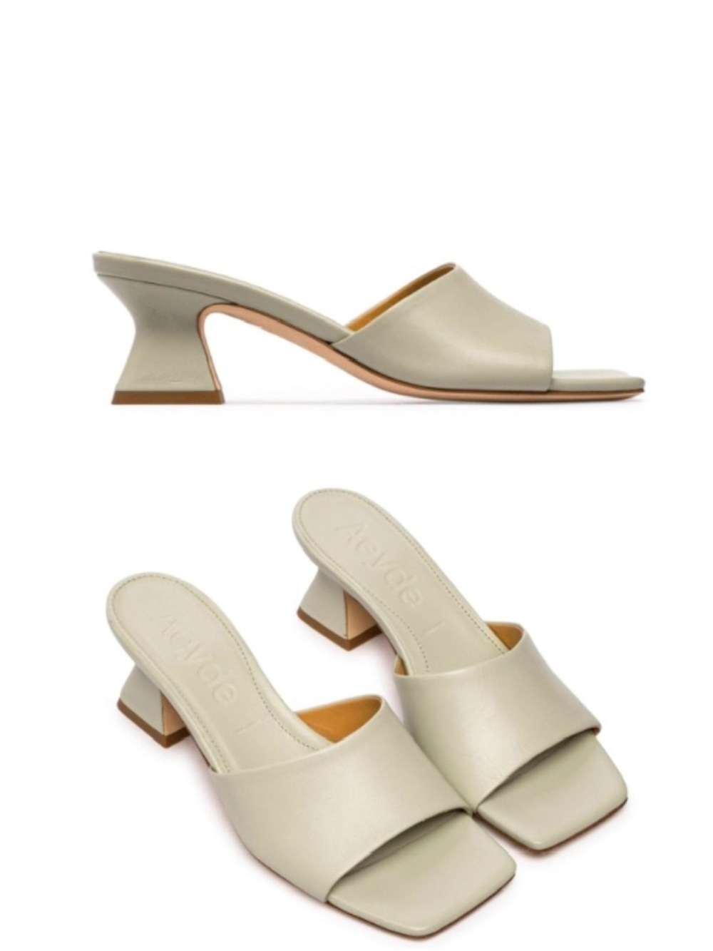 NIB AYEDE ALE SQUARE-TOE MULES SANDALS SLIDES CLOUD GRAY SIZE 38